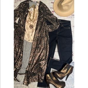 SOLD long gold and copper light weight duster sweater